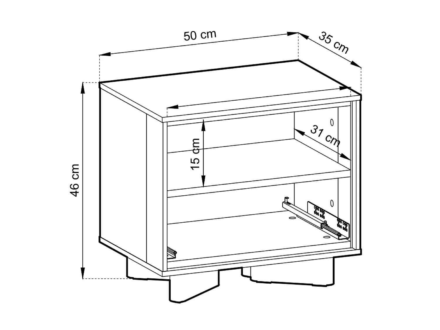 Table de chevet avec tiroir – 50 cm – gris cachemire aspect chêne – DISTRIA