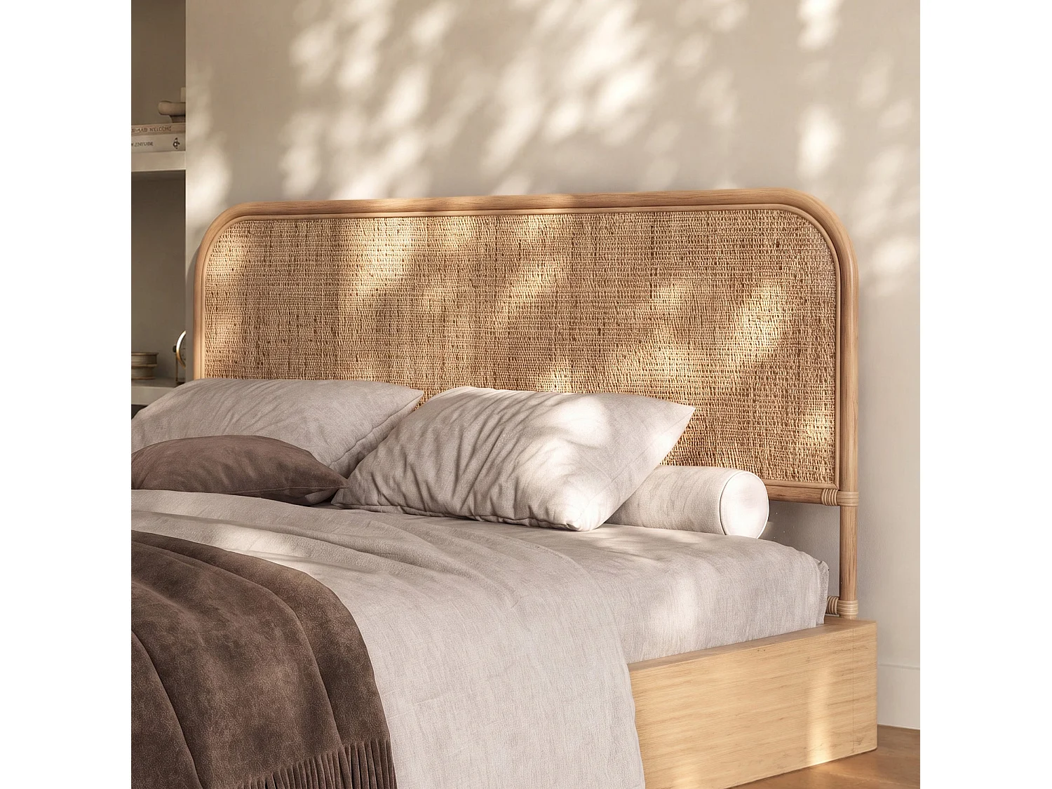 Testiera del letto 160 cm in rattan naturale - Grace