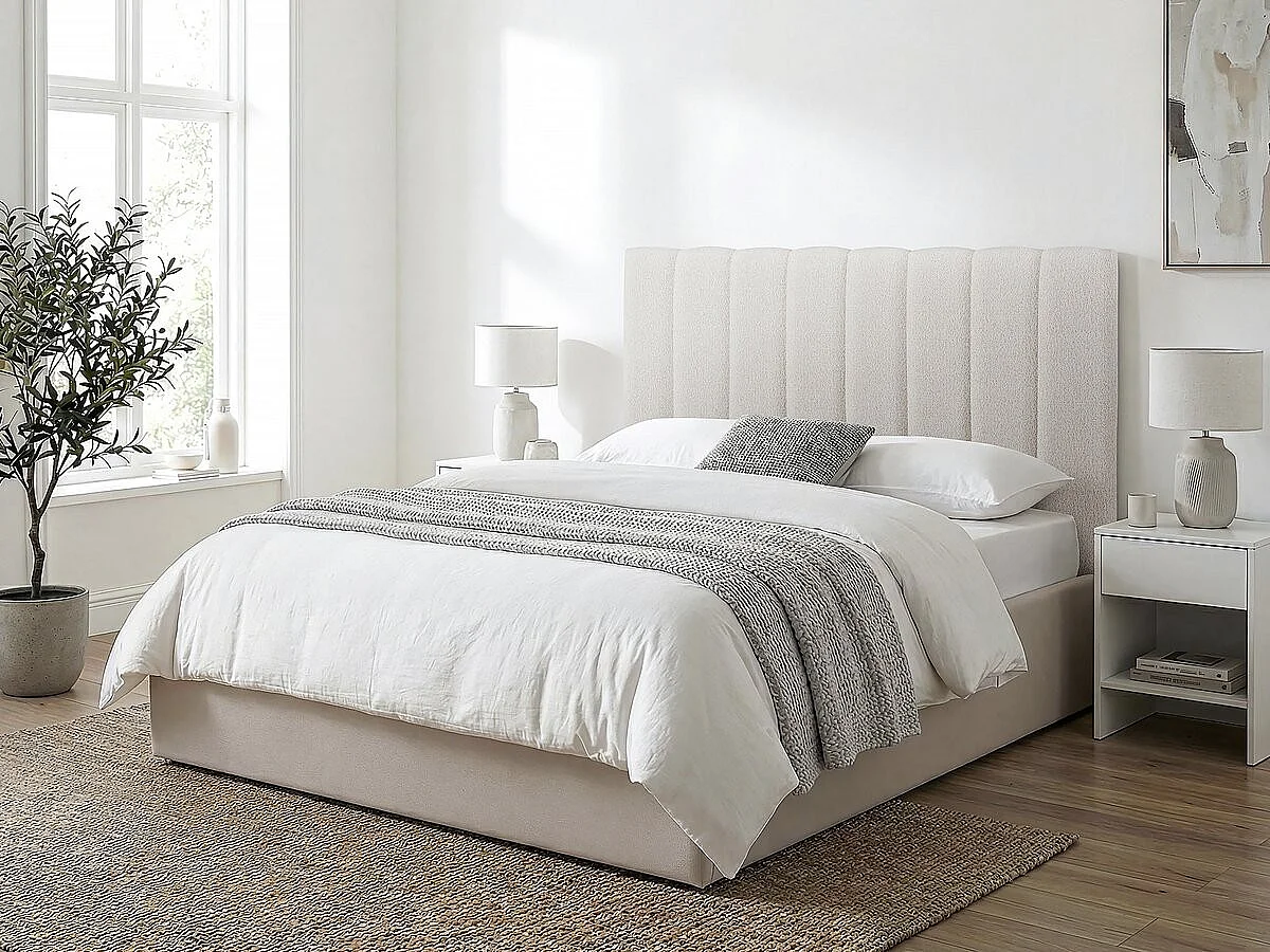 Tête de lit en tissu texturé "Val Thorens" - Beige - 140 cm