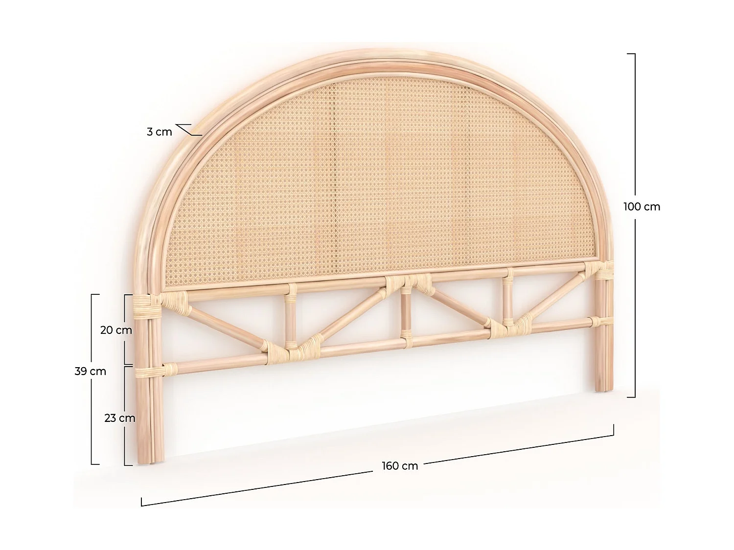 Testata da letto 160 cm in rattan naturale - Néora