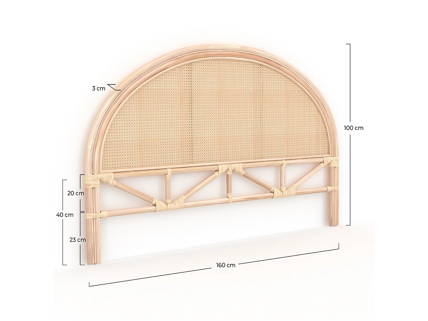 Kopfteil aus natürlichem Rattan, 160cm - Néora
