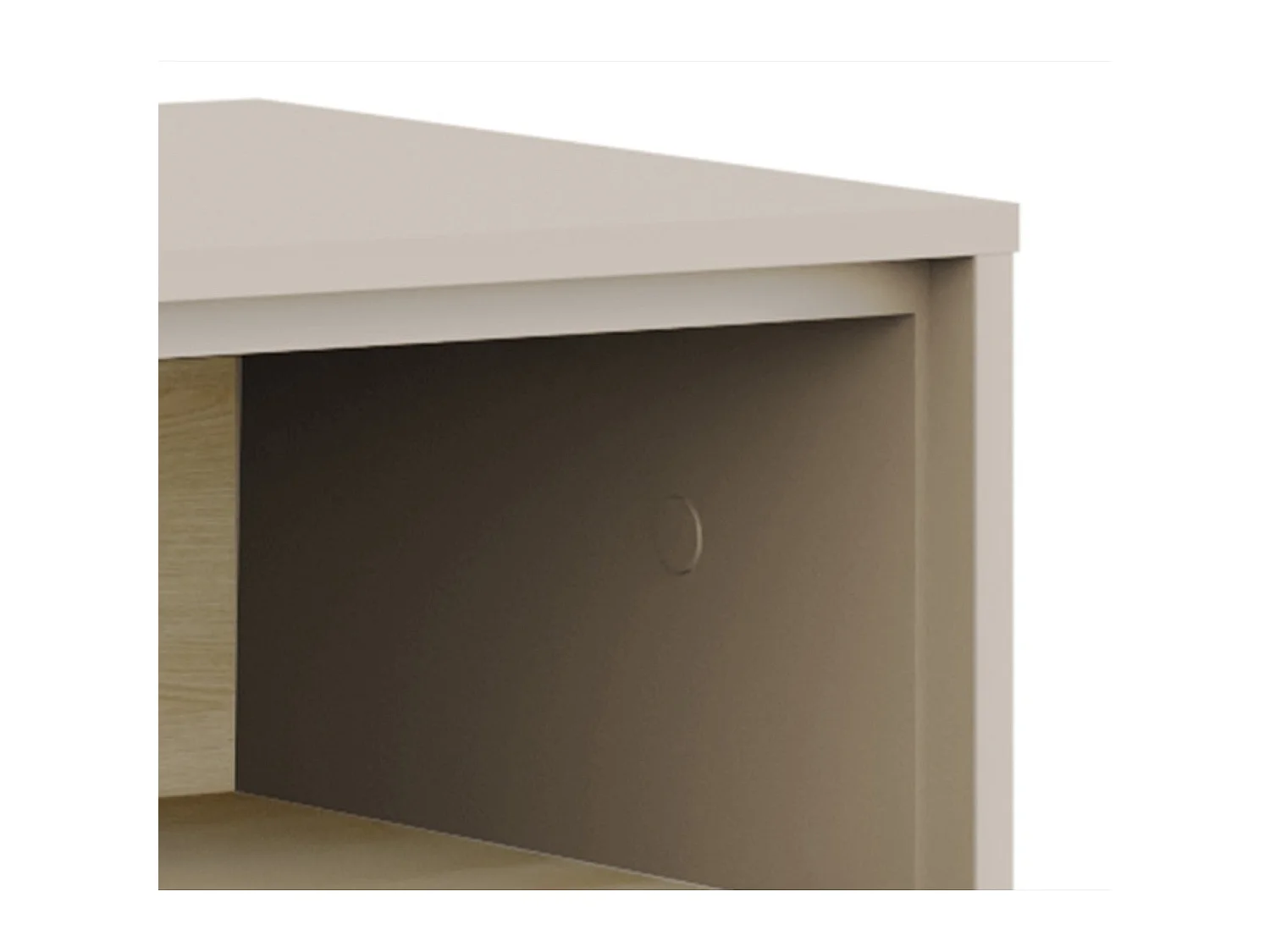 Meuble TV avec tiroir et façade rainurée – 140 cm – gris cachemire / aspect chêne – DISTRIA