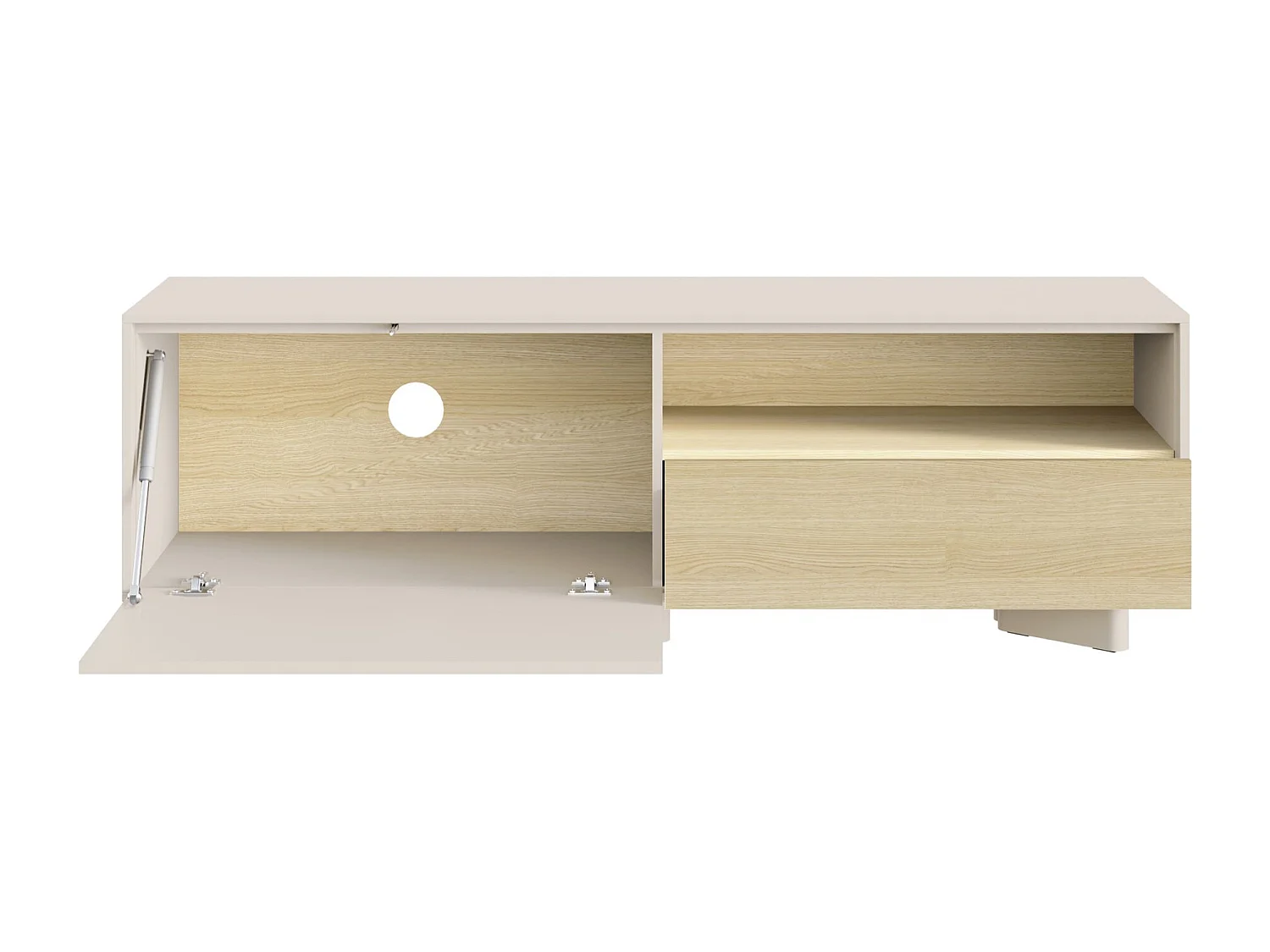 TV-Lowboard mit Schublade Kaschmirgrau / Eichenholzoptik – 140 cm – DISTRIA