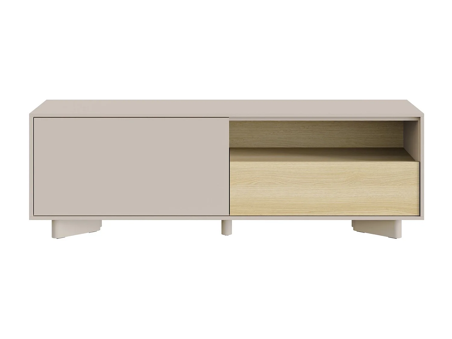 TV-Lowboard mit Schublade Kaschmirgrau / Eichenholzoptik – 140 cm – DISTRIA