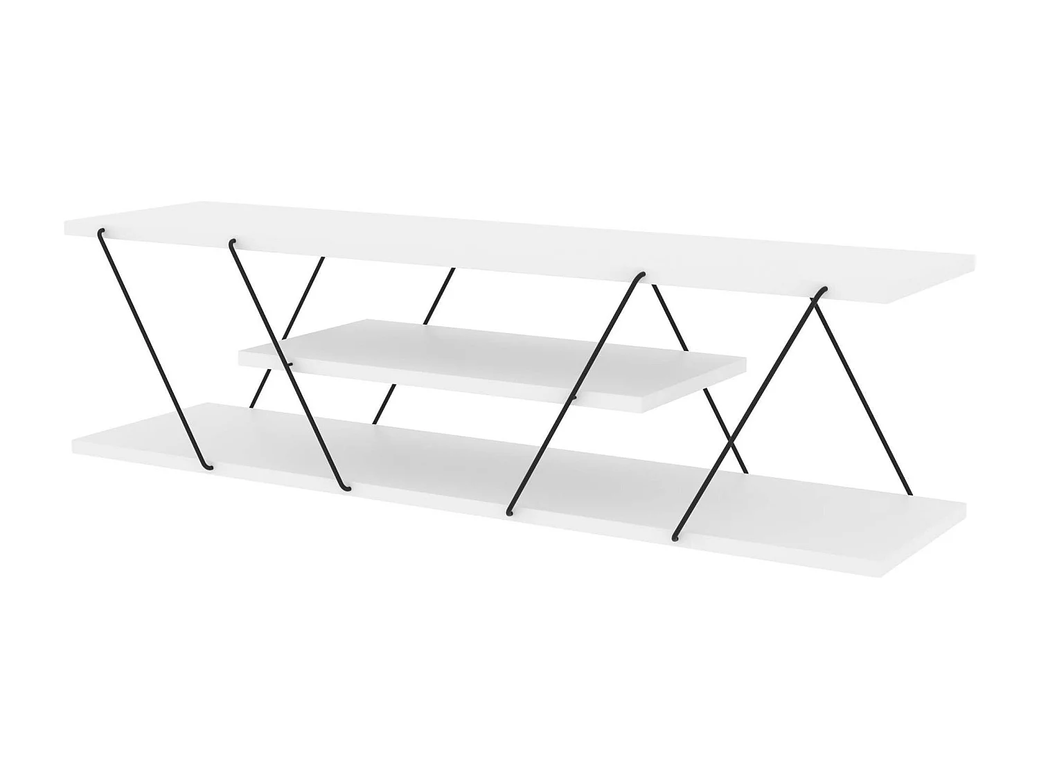 Mebel RTV drewniany "April" 120x33x33 cm biało-czarny, prosty design, solidny i funkcjonalny bez LED