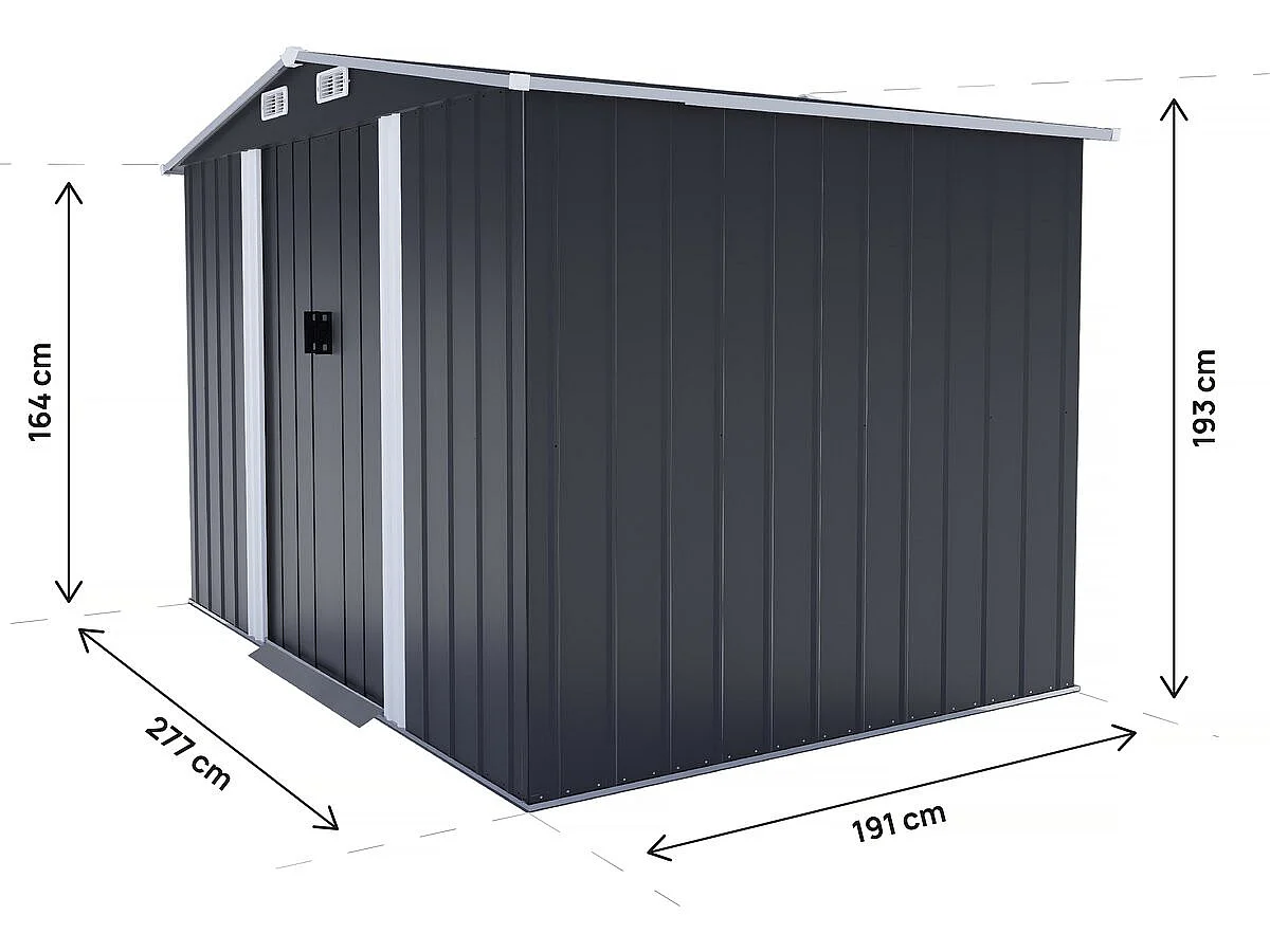 Metalen tuinhuisje "Boston" - 5,29 m² (4,76 m² vloeroppervlak) - Grijs