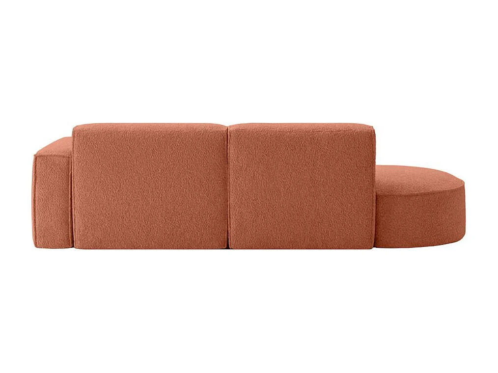 Canapé d'angle droit 4 places MARLA en tissu bouclette - Terracotta