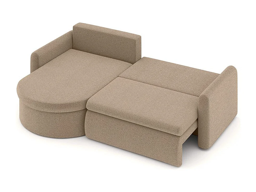 Canapé d'angle reversible convertible 4 places VERA en tissu bouclette - Taupe
