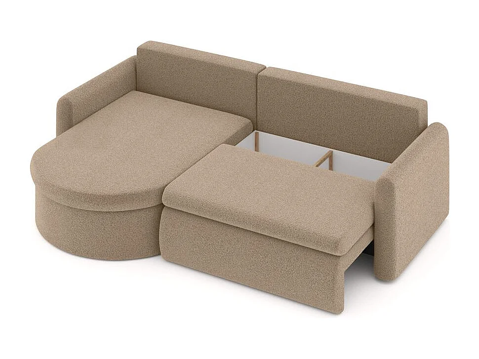 Canapé d'angle reversible convertible 4 places VERA en tissu bouclette - Taupe