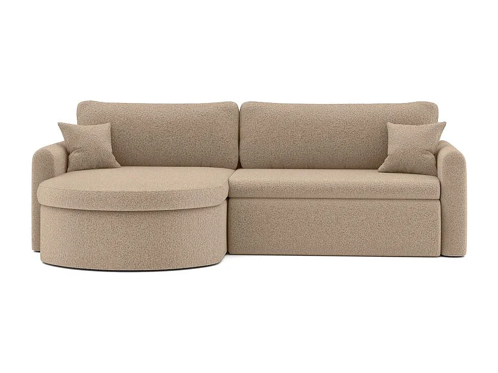 Canapé d'angle reversible convertible 4 places VERA en tissu bouclette - Taupe