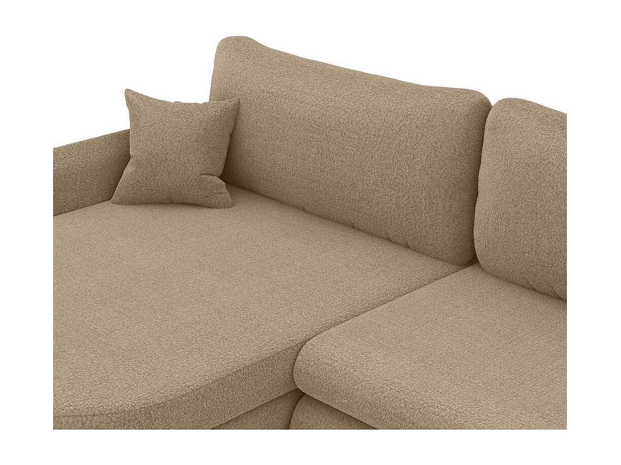 Canapé d'angle reversible convertible 4 places VERA en tissu bouclette - Taupe