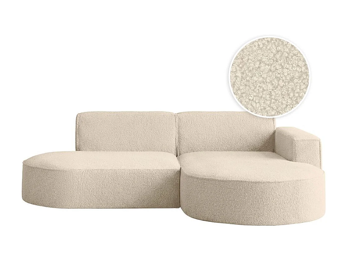 Canapé d'angle droit 4 places MARLA en tissu bouclette - Blanc