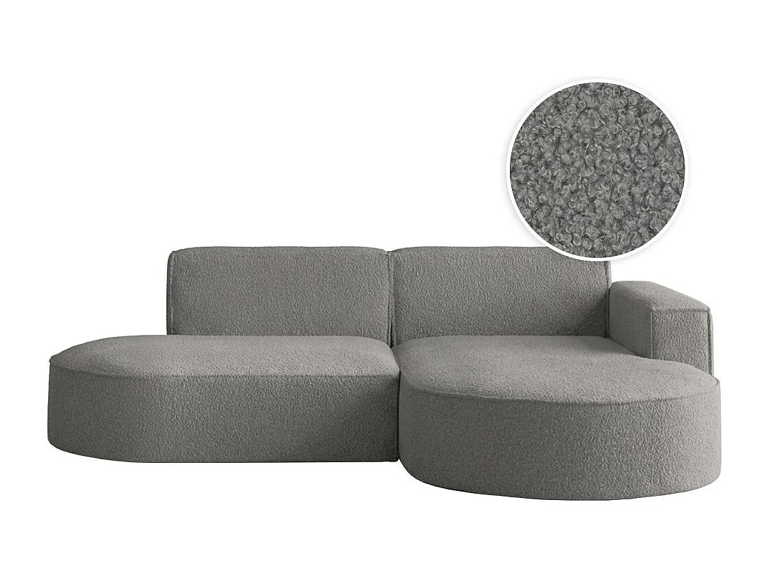 Canapé d'angle droit 4 places MARLA en tissu bouclette - Gris anthracite