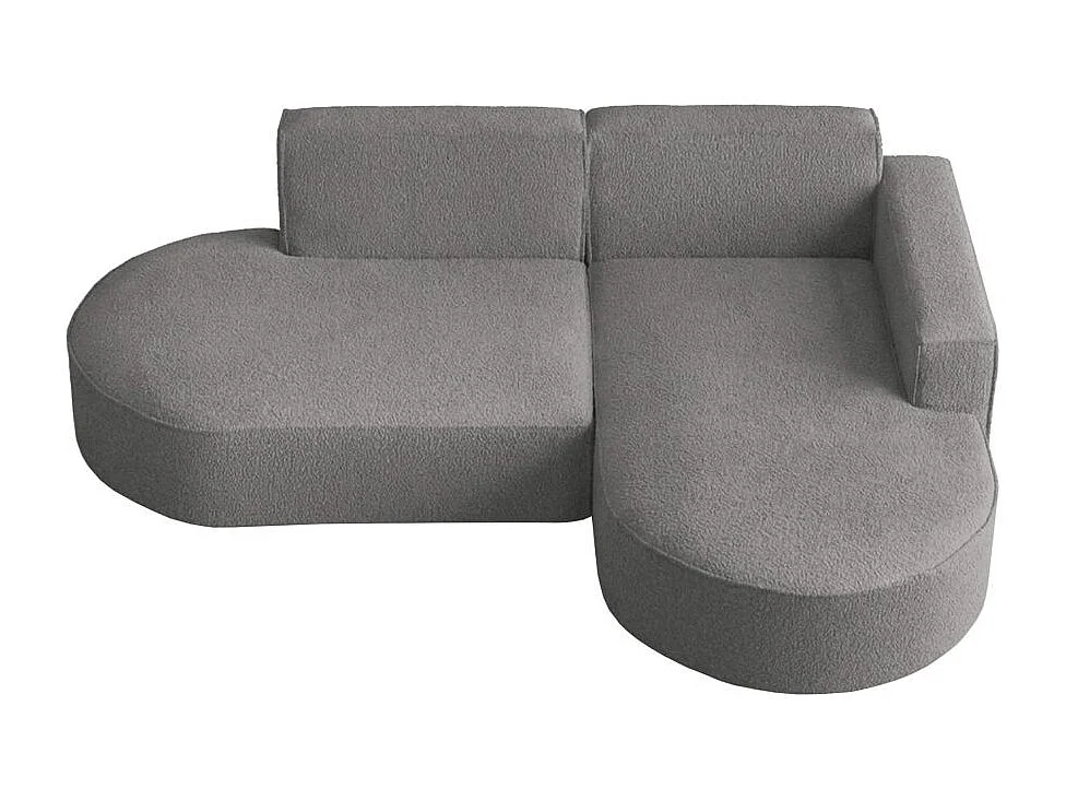 Canapé d'angle droit 4 places MARLA en tissu bouclette - Gris anthracite