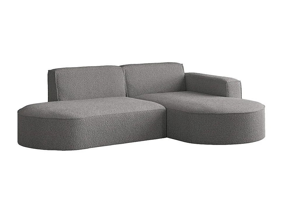 Canapé d'angle droit 4 places MARLA en tissu bouclette - Gris anthracite