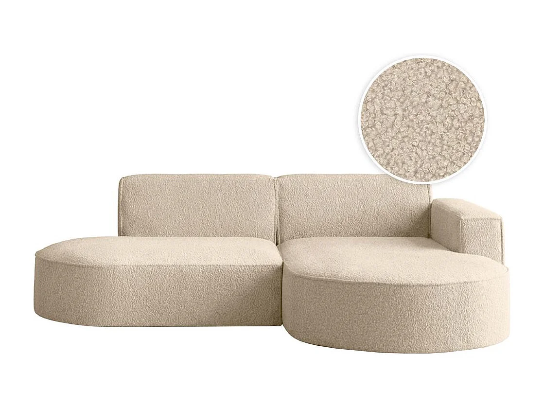 Canapé d'angle droit 4 places MARLA en tissu bouclette - Beige