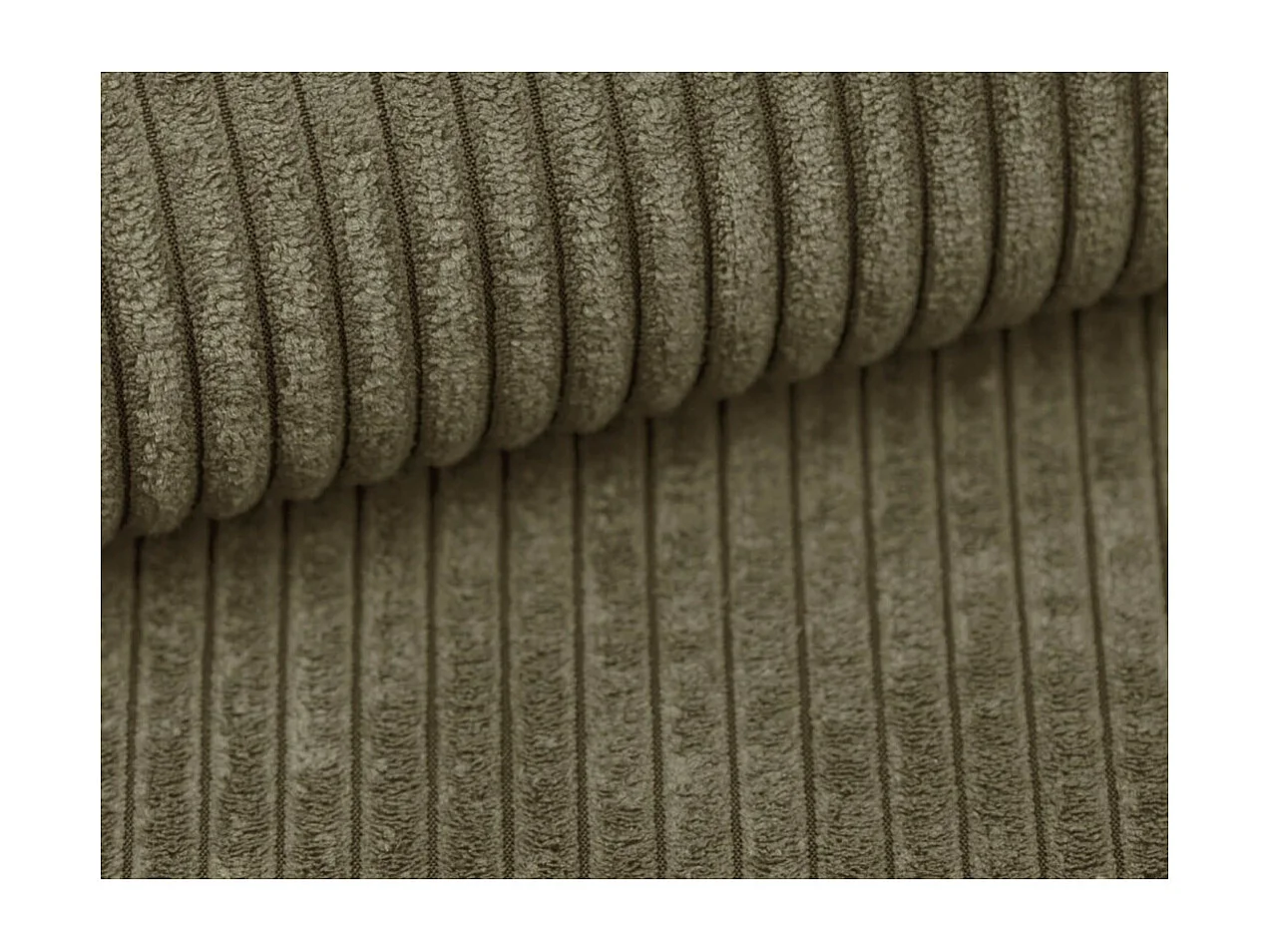 Canapé droit 4 places JADE double méridienne et assise profonde en velours côtelé - Vert