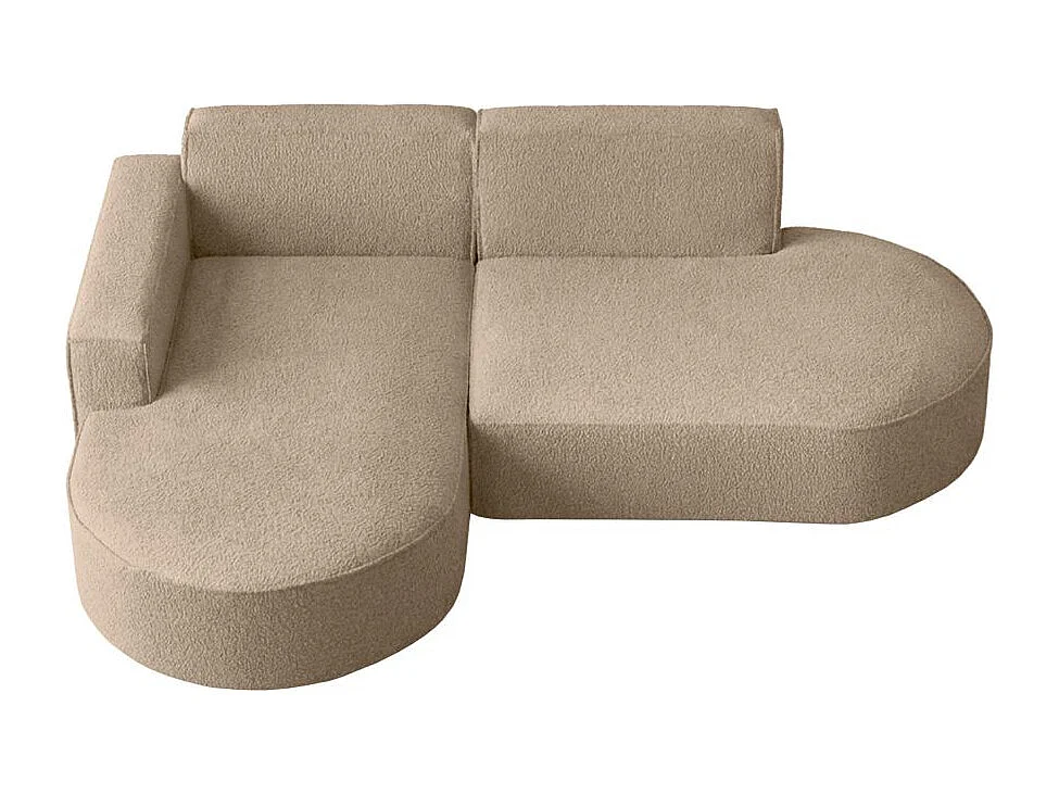 Canapé d'angle gauche 4 places MARLA en tissu bouclette - Taupe