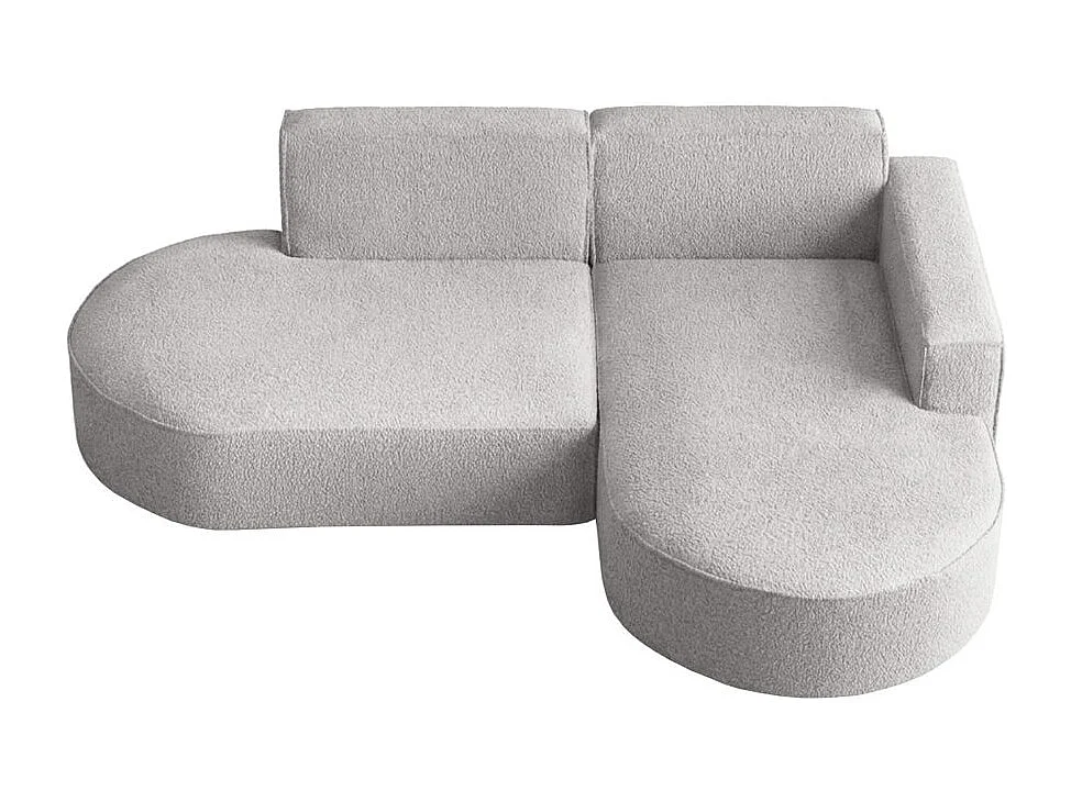 Canapé d'angle droit 4 places MARLA en tissu bouclette - Gris clair