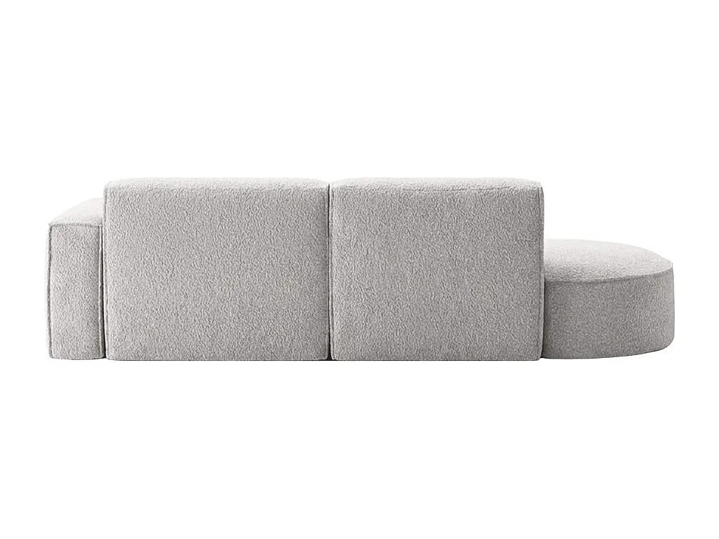 Canapé d'angle droit 4 places MARLA en tissu bouclette - Gris clair