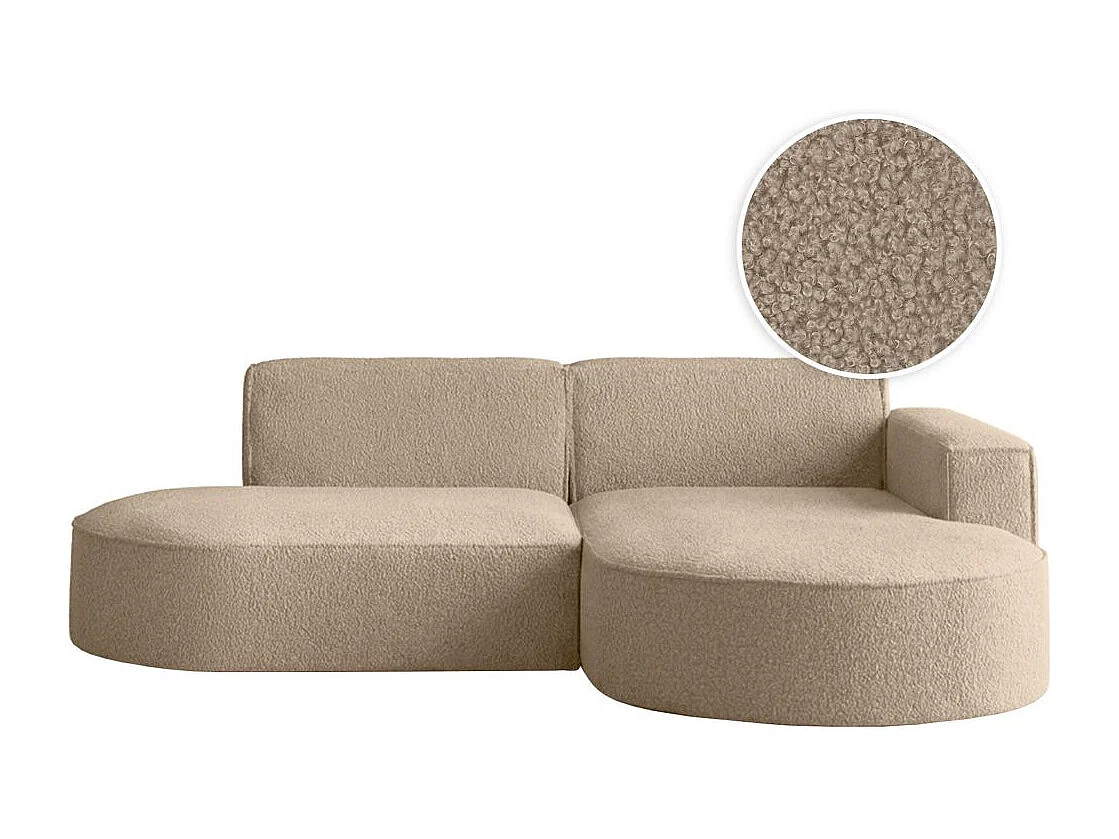 Canapé d'angle droit 4 places MARLA en tissu bouclette - Taupe