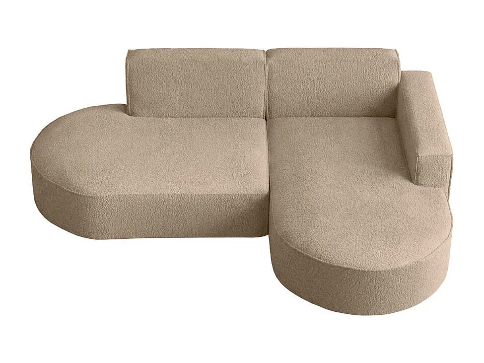 Canapé d'angle droit 4 places MARLA en tissu bouclette - Taupe