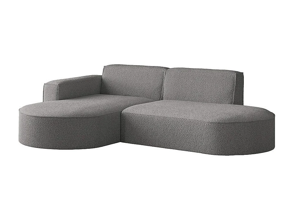 Canapé d'angle gauche 4 places MARLA en tissu bouclette - Gris anthracite