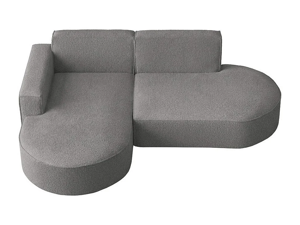 Canapé d'angle gauche 4 places MARLA en tissu bouclette - Gris anthracite