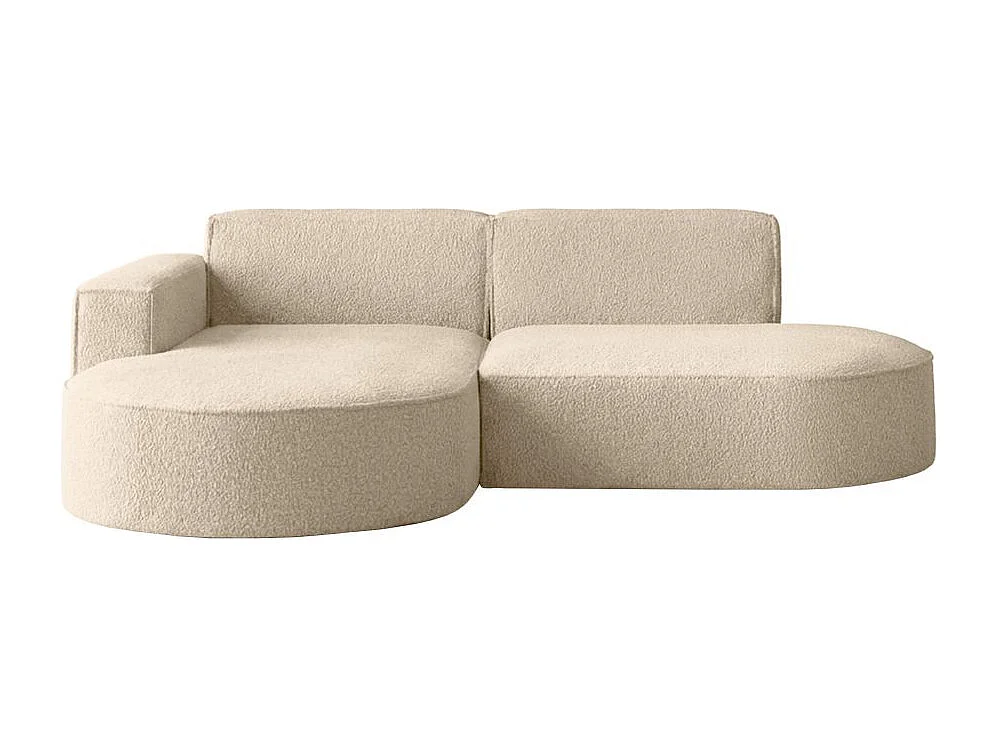 Canapé d'angle gauche 4 places MARLA en tissu bouclette - Beige