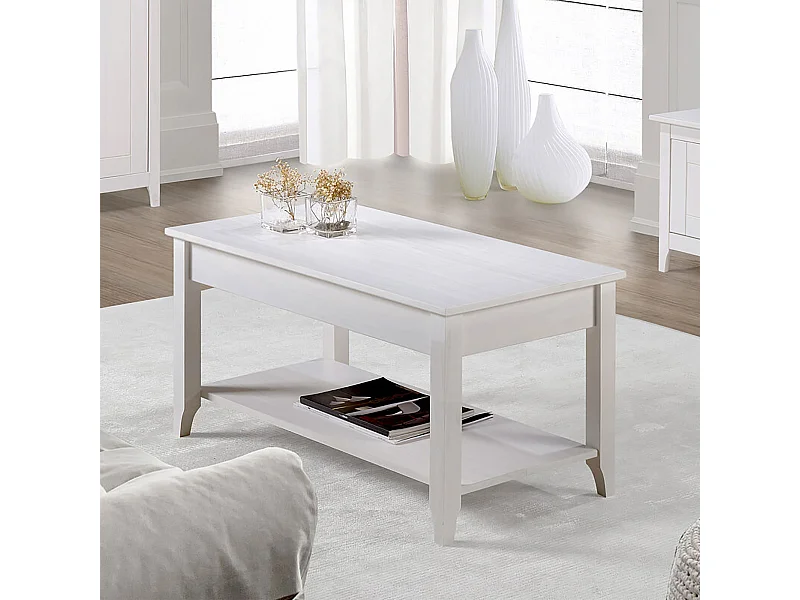 Table basse Table salon avec pieds coloris Blanc - Longueur 90 x Hauteur 45 x Profondeur 45 cm