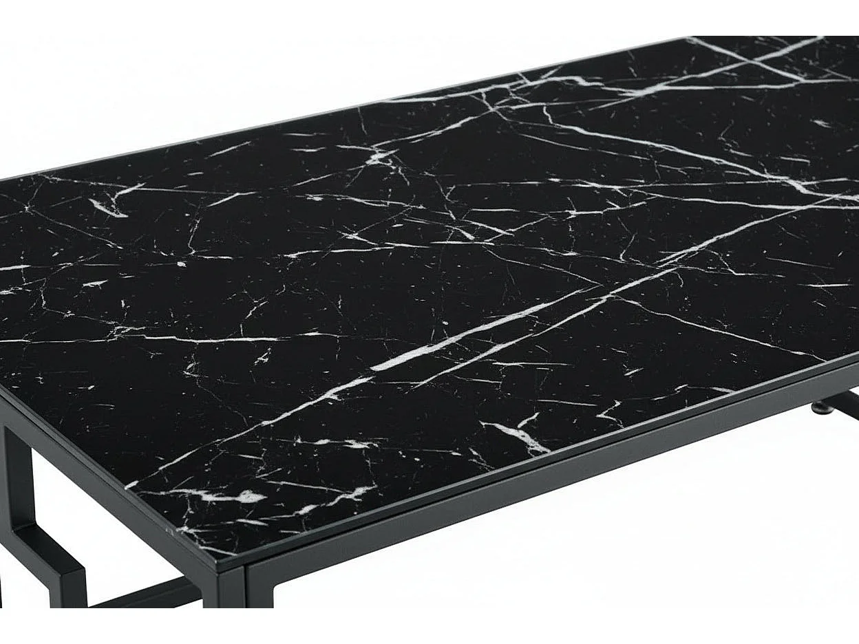 Table basse SOPHIE  pieds en métal noir 120 cm - Marbré noir