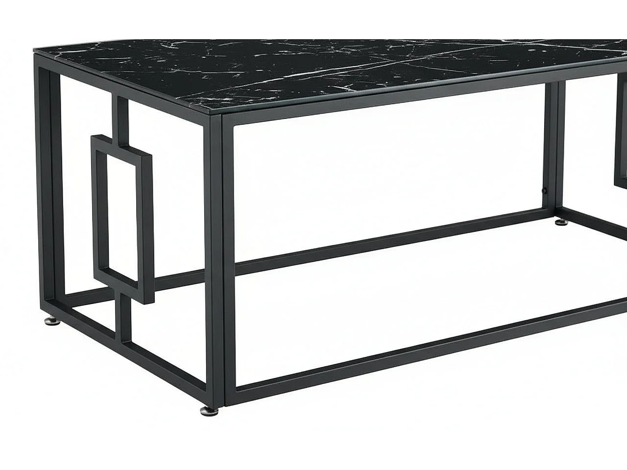 Table basse SOPHIE  pieds en métal noir 120 cm - Marbré noir