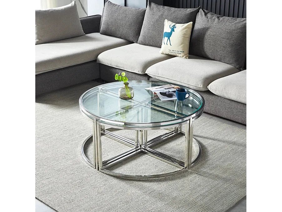 Table basse ELVE chrome Transparent 90x45 cm