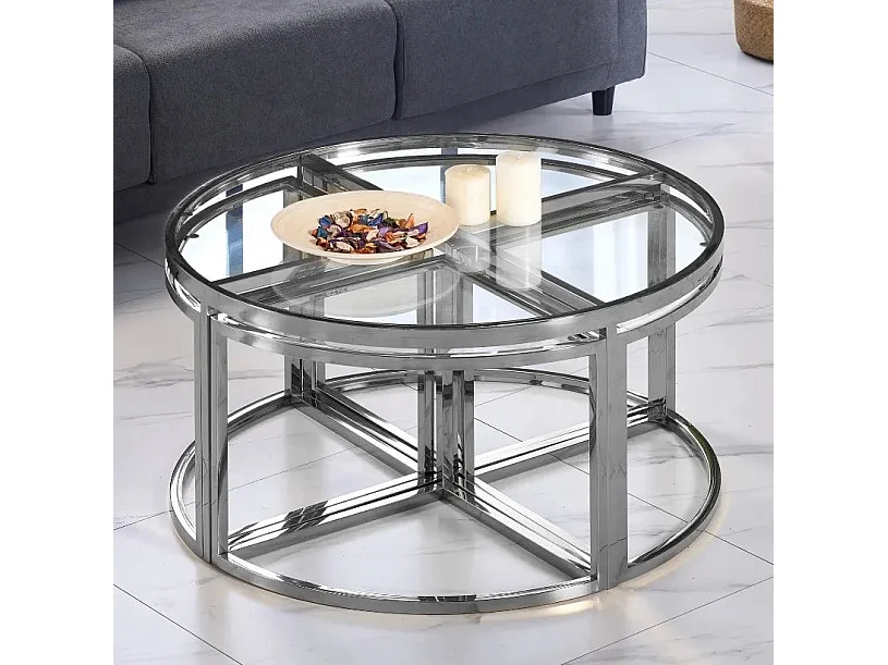 Table basse ELVE chrome Transparent 90x45 cm