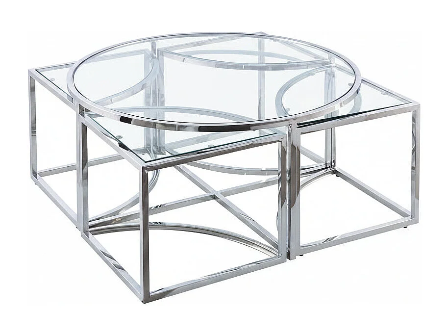 Table basse verre transparent métal chromé 90x45 cm ELVE