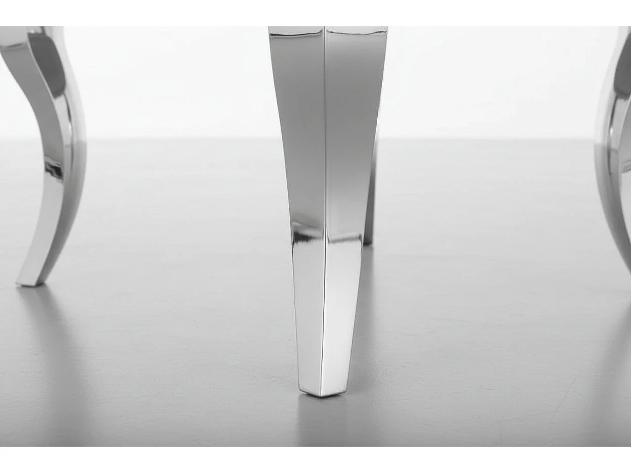 Table Basse BAROQUE Ronde Plateau Verre Trempé Blanc Structure Chrome D80x45cm