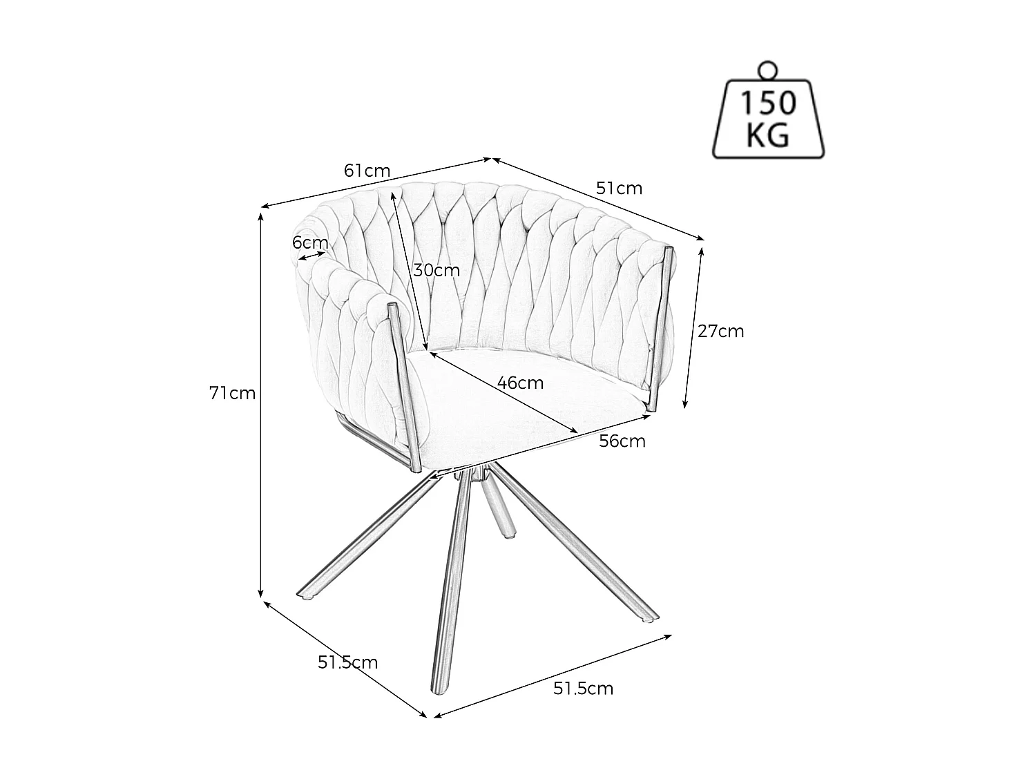 Lot de 2 chaises à manger rotative en velours avec accoudoirs et dossier - pieds en métal noir - gris