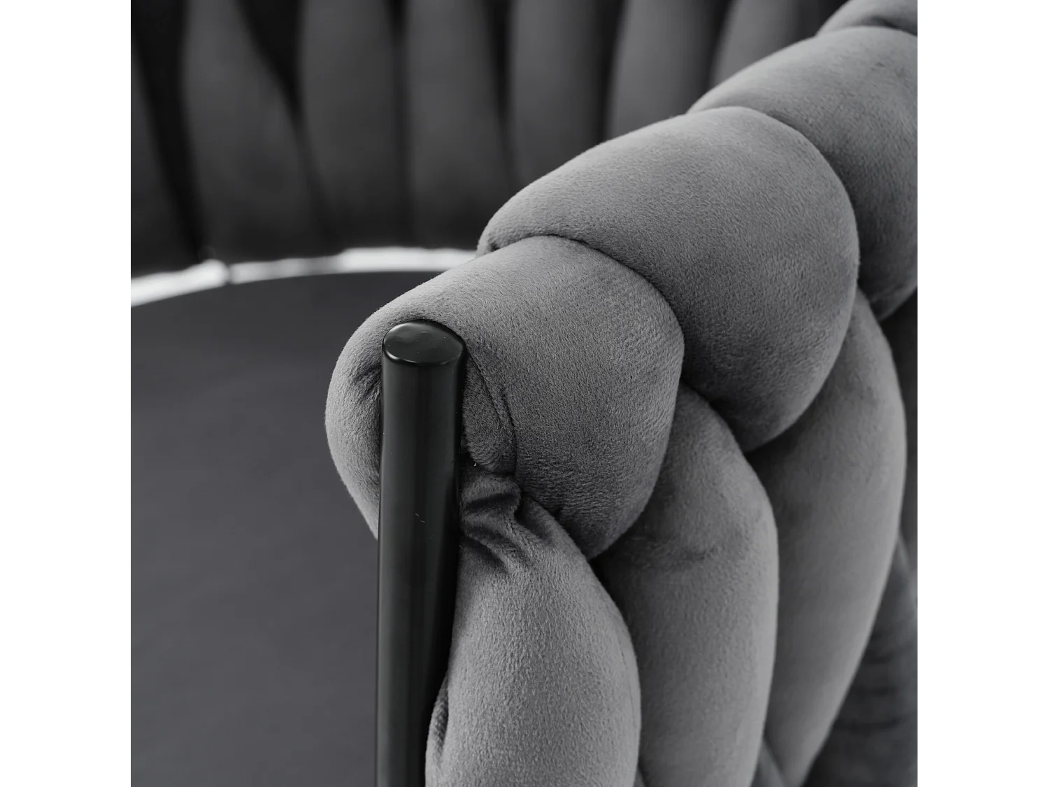 Lot de 2 chaises à manger rotative en velours avec accoudoirs et dossier - pieds en métal noir - gris