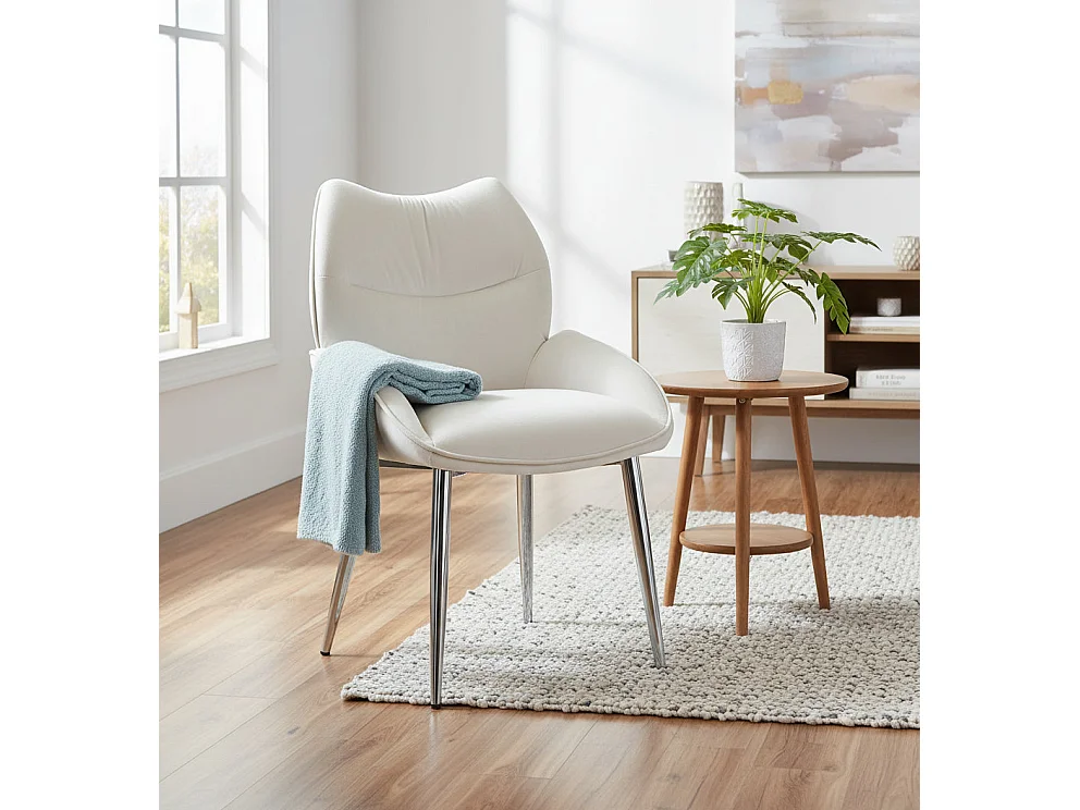 Lot de 2  Chaises en velours Beige LOHA pied métal Chrome