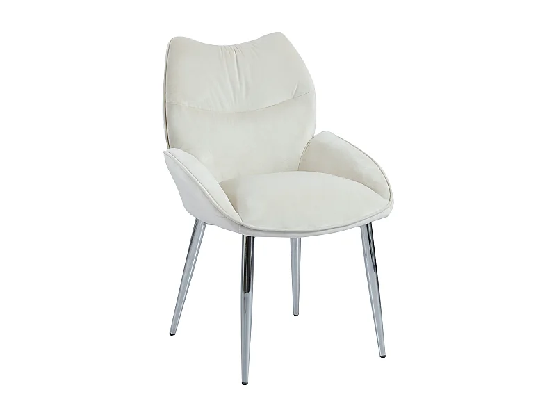 Lot de 2  Chaises en velours Beige LOHA pied métal Chrome