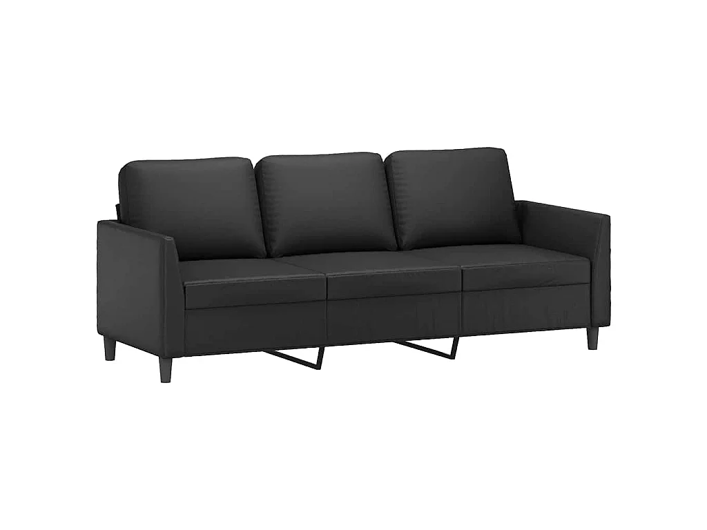 Divano a 3 Posti Nero 180 cm in Similpelle