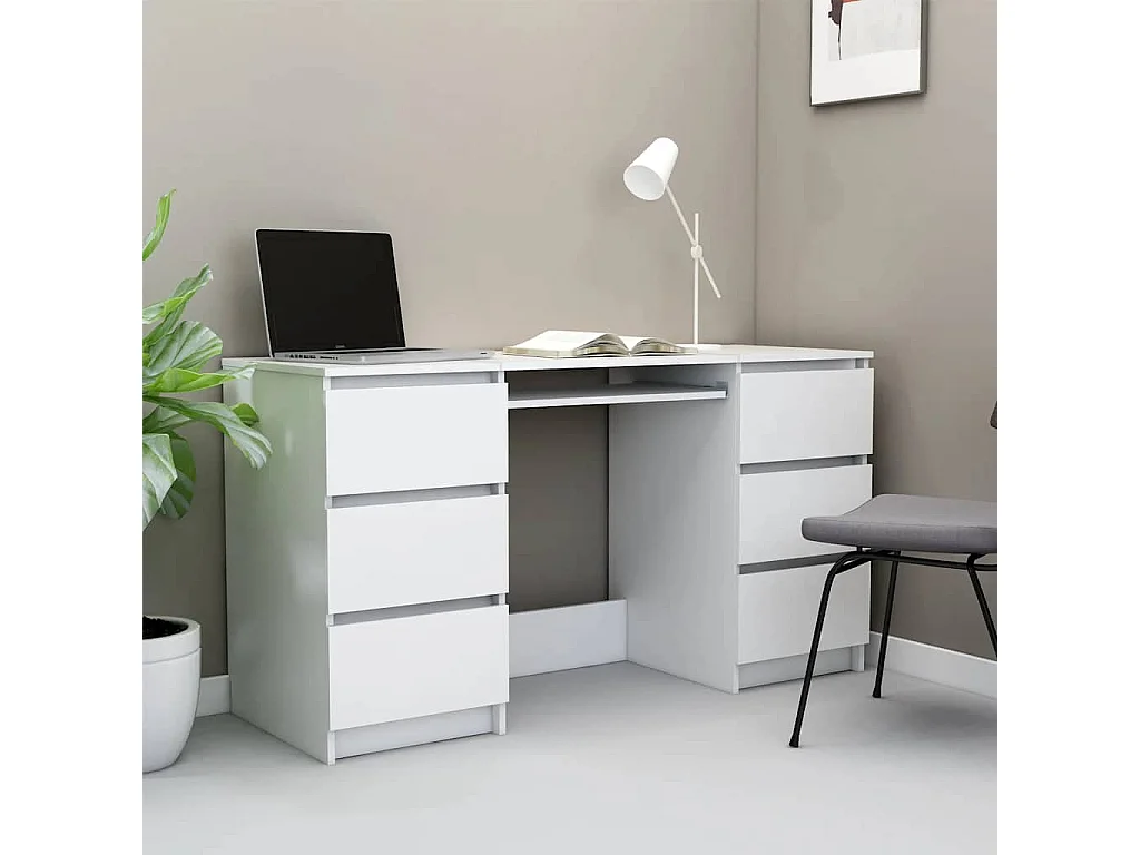 Scrivania Bianca 140x50x77 cm in Legno Multistrato