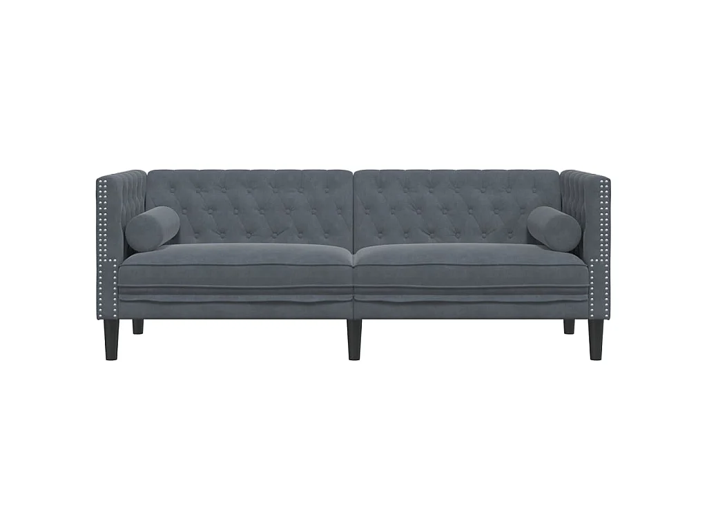 Canapé chesterfield 3 places en velours gris foncé