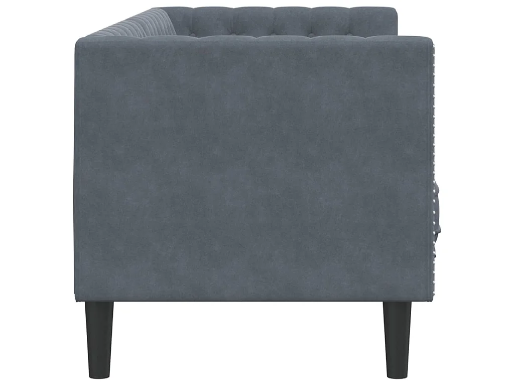 Canapé chesterfield 3 places en velours gris foncé
