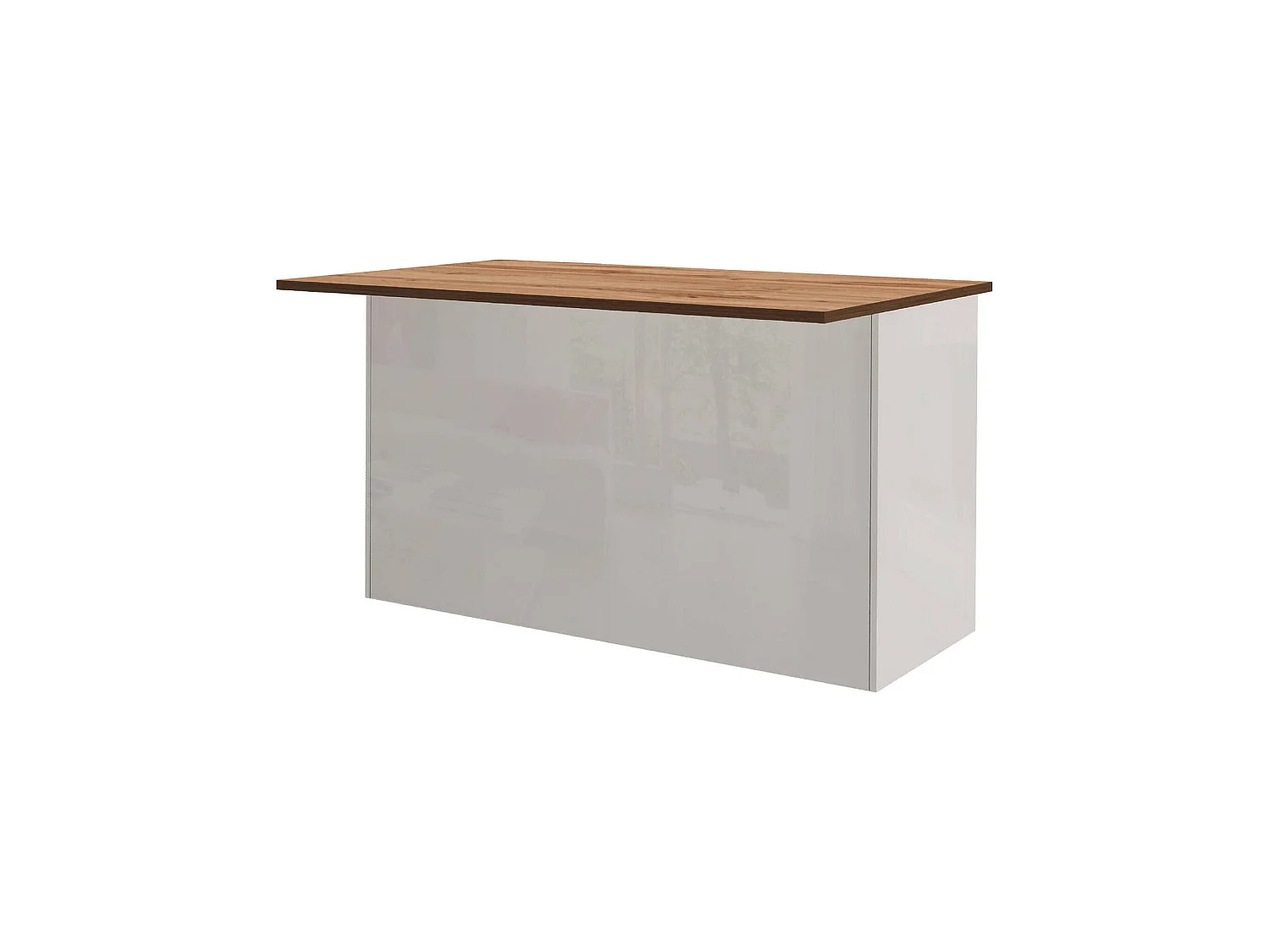 Îlot de cuisine Dcarnelo, Armoire polyvalente, Meuble de kitchenette, Table auxiliaire, 100% Made in Italy, 155x90h90 cm, Blanc brillant et chêne