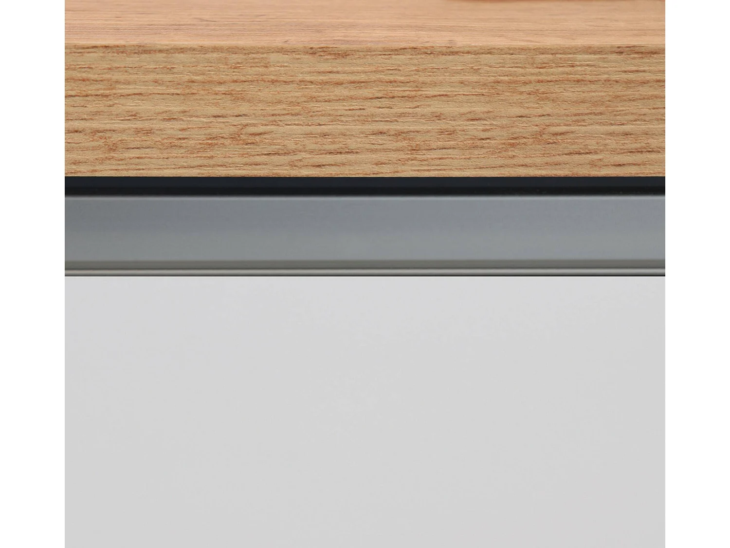 Îlot de cuisine Dcarnelo, Armoire polyvalente, Meuble de kitchenette, Table auxiliaire, 100% Made in Italy, 155x90h90 cm, Blanc brillant et chêne