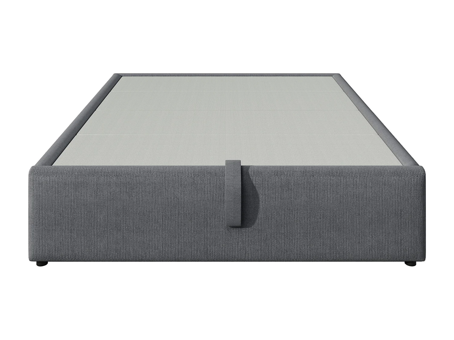 Lit coffre 140x200 cm avec USB et Type C, sommier à panneaux en bois, coton et lin gris (Sans matelas)