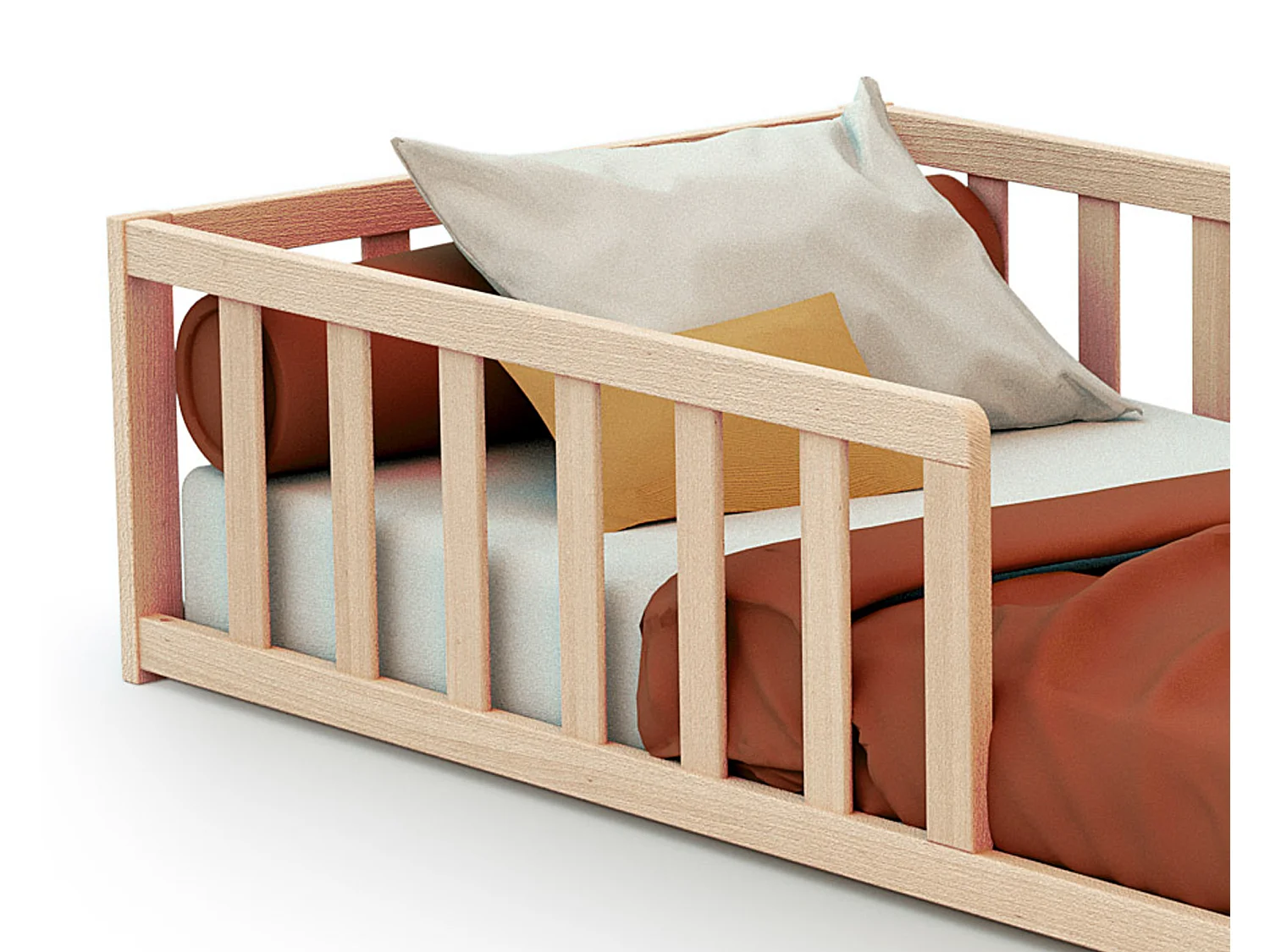 Cama de chão de madeira Faia em bruto 70 x 140 cm KAÏA