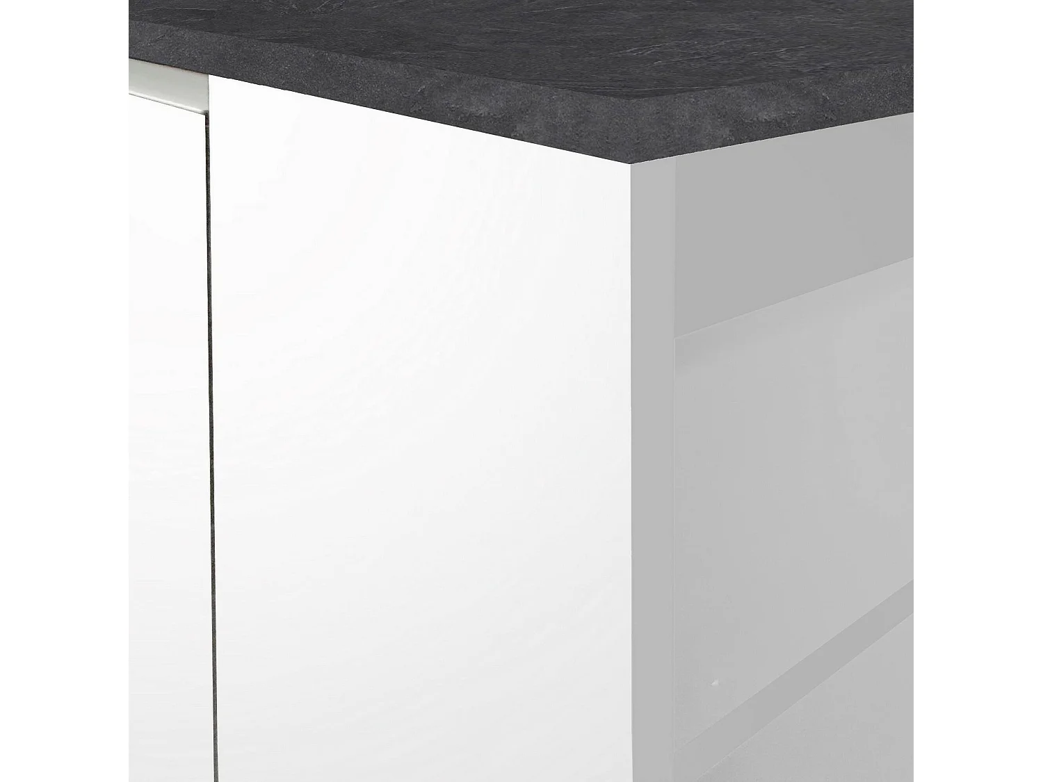 Îlot de cuisine Dcarnelo, Armoire polyvalente, Meuble de kitchenette, Table auxiliaire, 100% Made in Italy, 155x90h90 cm, Blanc brillant et ardoise