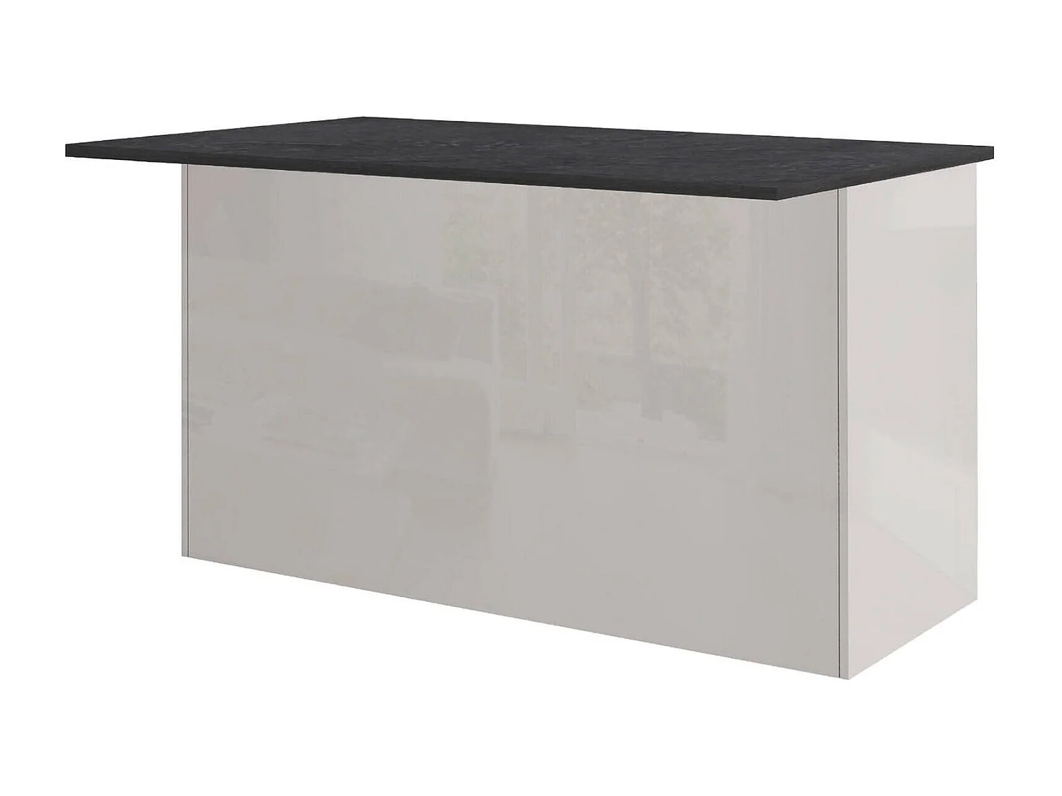 Îlot de cuisine Dcarnelo, Armoire polyvalente, Meuble de kitchenette, Table auxiliaire, 100% Made in Italy, 155x90h90 cm, Blanc brillant et ardoise